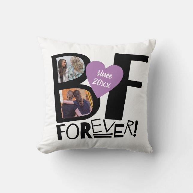 Best Friends Forever BFF Cute Modern Photo Cushion (Front)