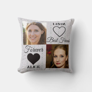 Best Friends Forever BFF Gift Grey Photo Collage Cushion