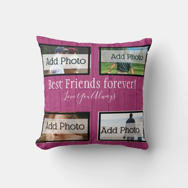 Best Friends Forever, BFF, Girly, Photo Collage Cushion (Front)