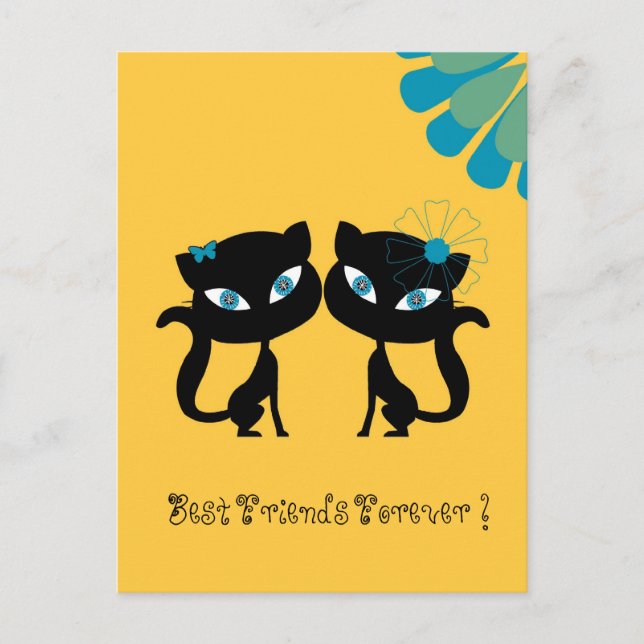 Best Friends Forever (BFF), I love Cats! Postcard (Front)