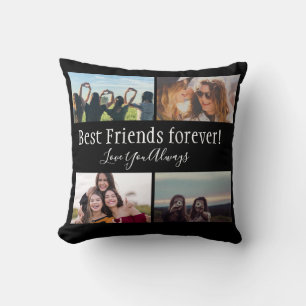 Best Friends Forever, BFF, Photo Collage Black Cushion