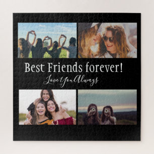 Best Friends Forever, BFF, Photo Collage Black  Jigsaw Puzzle