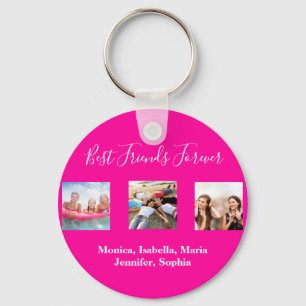 Best friends forever BFF photo names hot pink Key Ring