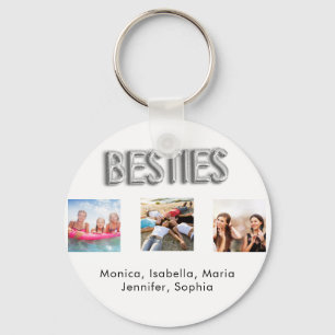 Best friends forever BFF photo names white silver Key Ring