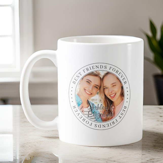 Best Friends Forever BFF Simple Modern Photo Coffee Mug (Creator Uploaded)