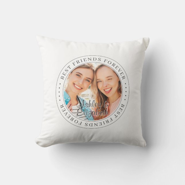 Best Friends Forever BFF Simple Modern Photo Cushion (Front)