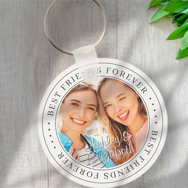 Best Friends Forever BFF Simple Modern Photo Key Ring (Creator Uploaded)