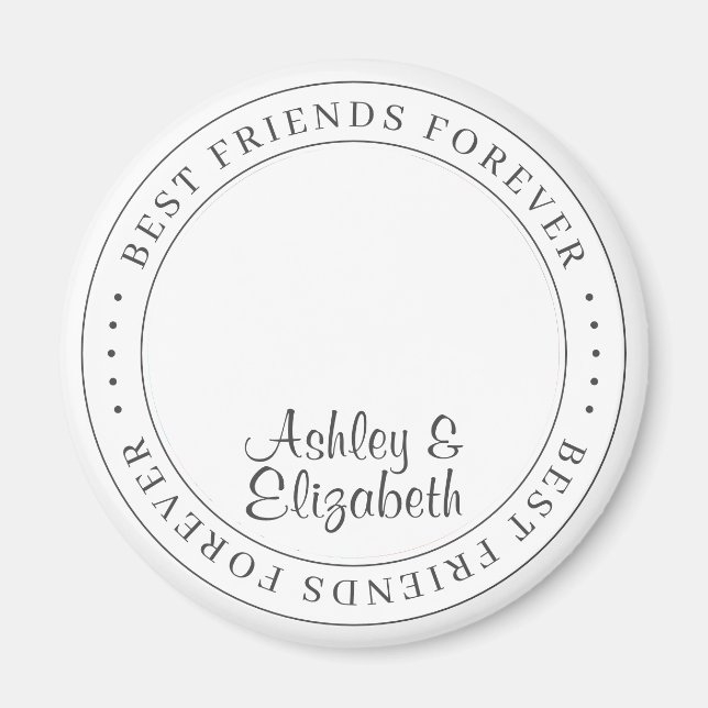 Best Friends Forever BFF Simple Modern Photo Magnet (Front)