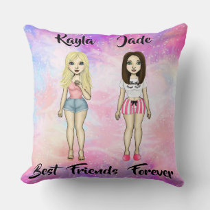Best Friends Forever Blonde and Brunette Custom Cushion