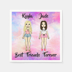 Best Friends Forever Blonde and Brunette Custom   Napkin