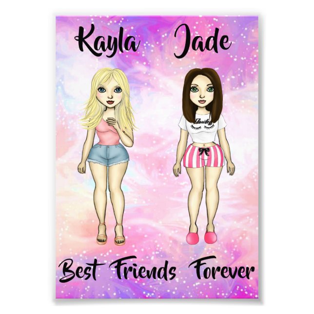 Best Friends Forever Blonde and Brunette Custom   Photo Print (Front)