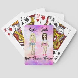 Best Friends Forever Blonde and Brunette Custom Playing Cards