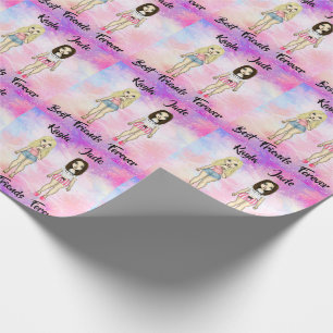 Best Friends Forever Blonde and Brunette Custom   Wrapping Paper