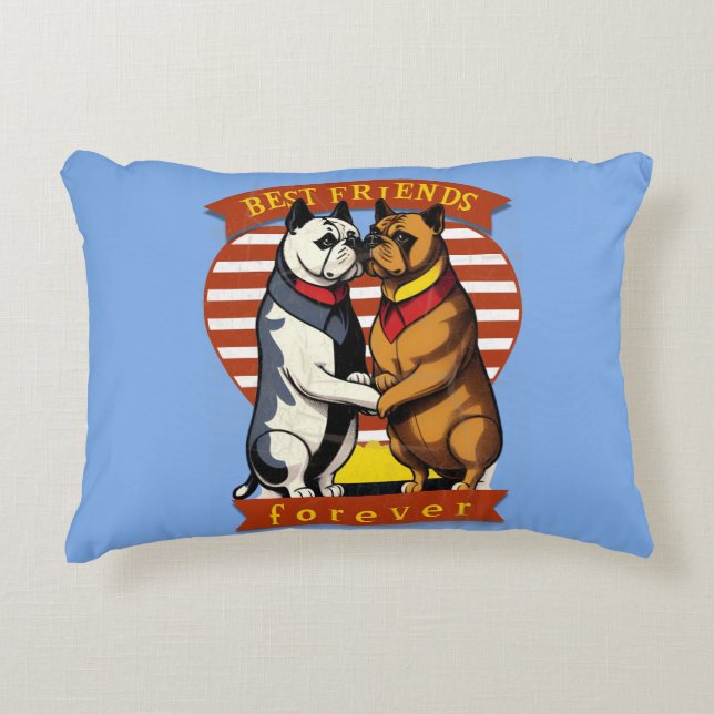 Best friends forever - Classic Comic Bulldogs Frie Decorative Cushion (Front)