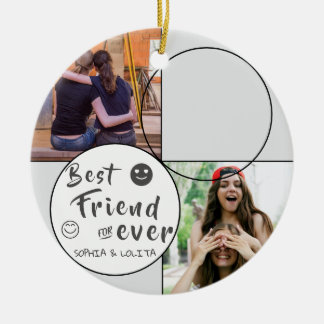 Best Friends Forever Custom 3-Photo Collage  Ceramic Ornament