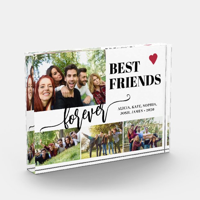 Best friends forever custom names collage photo block (Left)