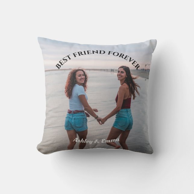 Best Friends Forever Custom Photo and Name Cushion (Front)