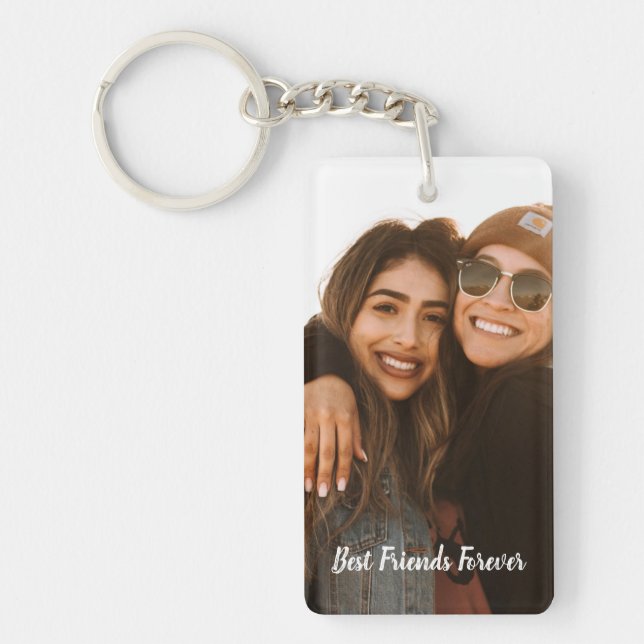 Best Friends Forever Custom Photo and Name Key Ring (Front)