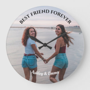 Best Friends Forever Custom Photo and Name Large Clock
