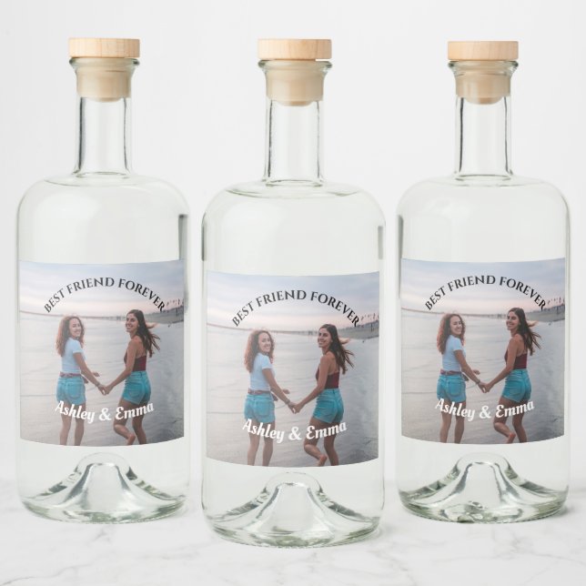 Best Friends Forever Custom Photo and Name  Liquor Bottle Label (Bottles)