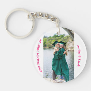 Best Friends Forever Custom Photo and Name pink Key Ring