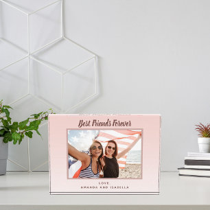 Best Friends Forever custom photo blush pink rose Block