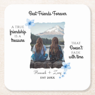 Best Friends Forever Custom Photo Square Paper Coaster