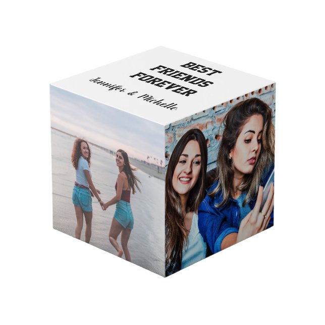 Best Friends Forever Custom Photos and Custom name Cube (Front Angled)
