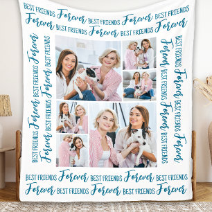 Best Friends Forever Customised 6 Photo Collage Fleece Blanket
