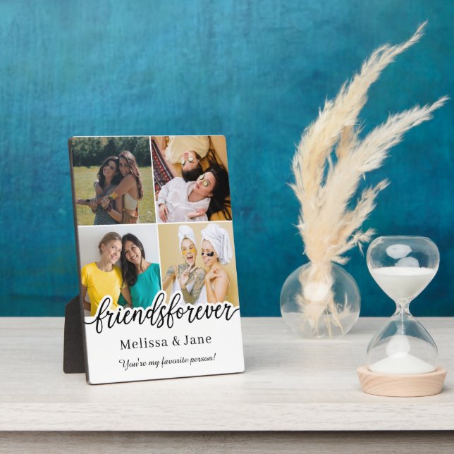 best friends forever cute 4 photos collage Black Plaque (Side)