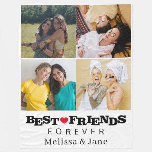 best friends forever cute 4 photos collage fleece blanket