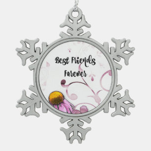 Best Friends Forever, Daisy Graphic Design, Snowflake Pewter Christmas Ornament