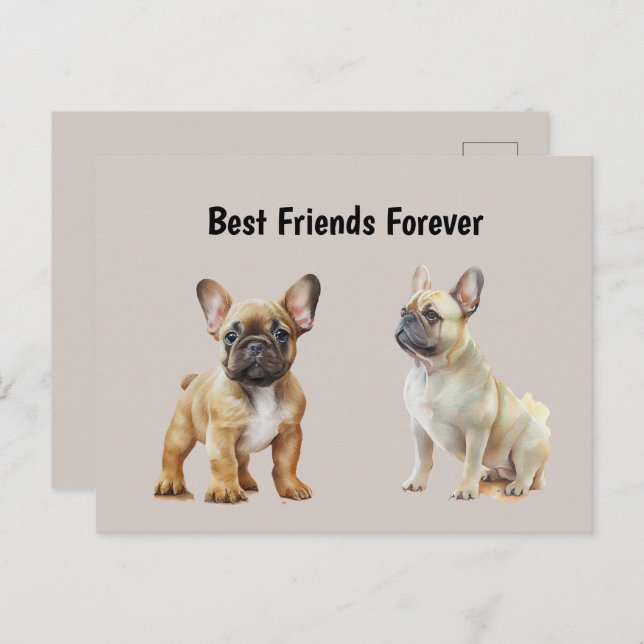 Best Friends Forever Frenchie Dogs Postcard (Front/Back)
