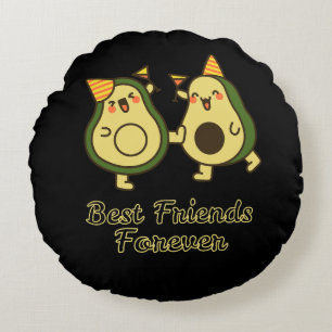 BEST FRIENDS FOREVER, FUNNY AVOCADO, FRIENDS DAY ROUND CUSHION