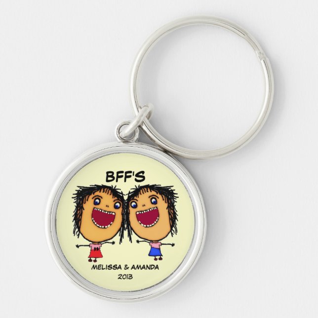 Best Friends Forever Funny Cartoon Key Ring (Front)