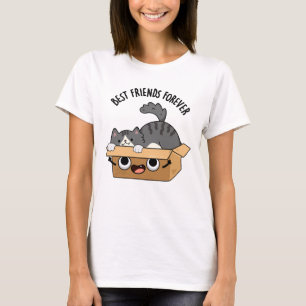 Best Friends Forever Funny Cat And Box Pun  T-Shirt
