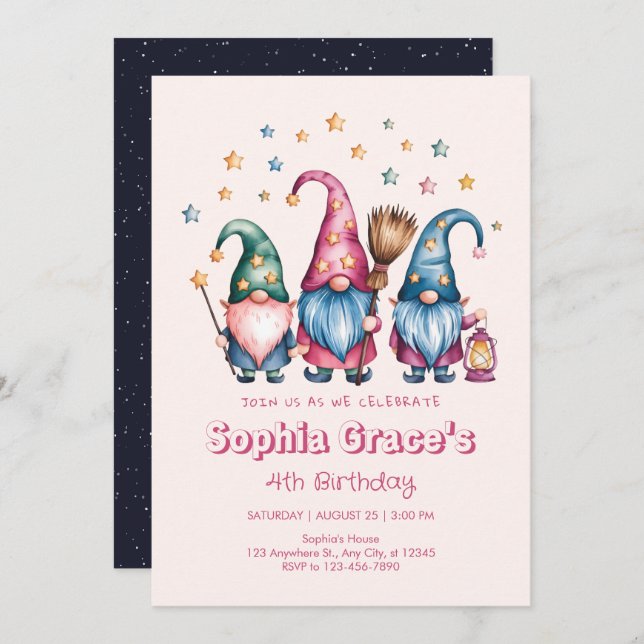 Best friends forever gnomes invitation (Front/Back)