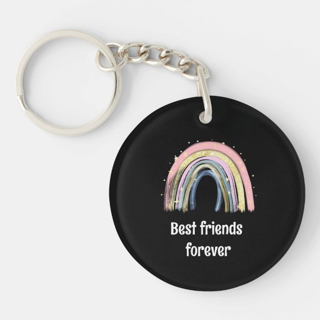 Best friends forever gold rainbow stars  key ring (Front)