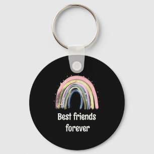 Best friends forever gold rainbow stars  key ring