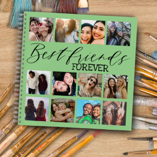 Best Friends Forever Green 12 Photo Collage  Notebook