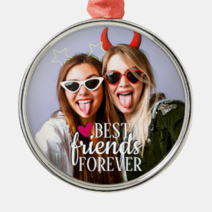 Best friends forever modern BFF photo trendy Metal Ornament