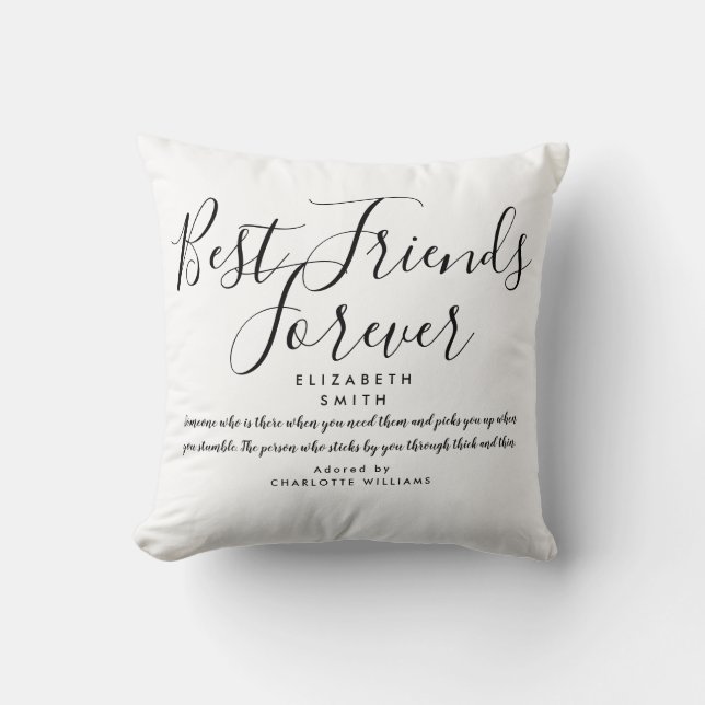 Best Friends Forever Modern Elegant Script Quote Cushion (Front)