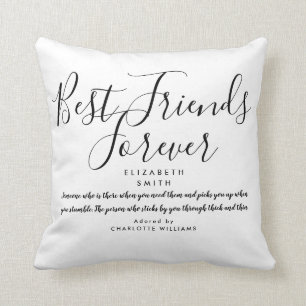 Best Friends Forever Modern Elegant Script Quote Cushion