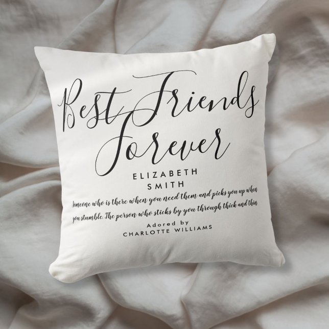 Best Friends Forever Modern Elegant Script Quote Cushion (Best Friends Forever Modern Elegant Script Quote Throw Pillow)