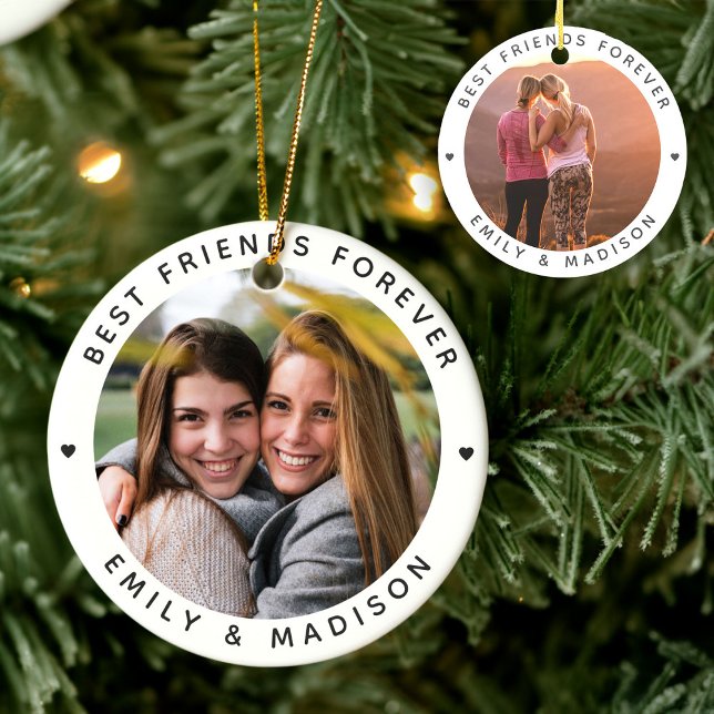 Best Friends Forever Modern Minimal Besties BFF Ceramic Ornament (Creator Uploaded)