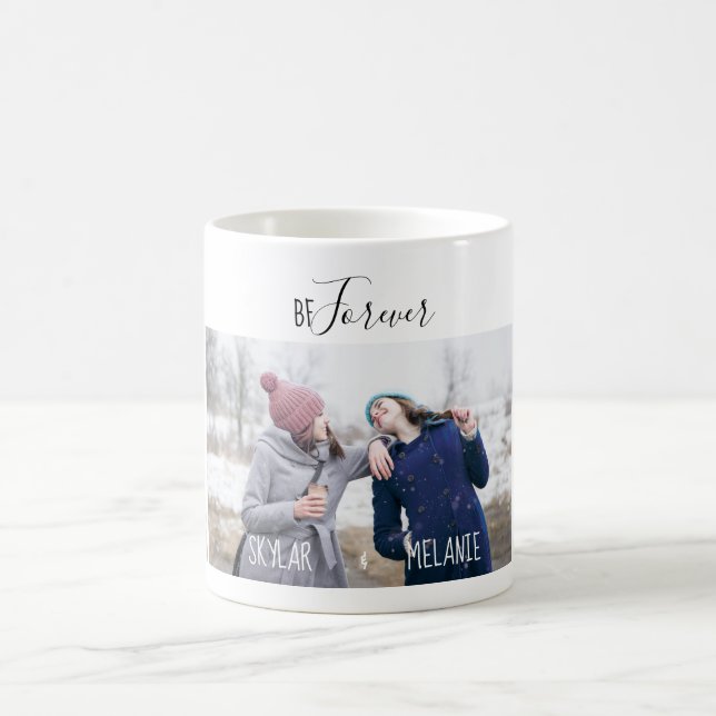 Best Friends Forever Modern Minimal Multiple Photo Coffee Mug (Center)