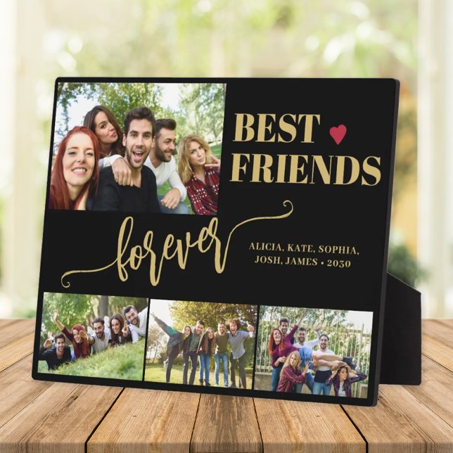 Best friends forever modern photo collage names plaque (Creator Uploaded)