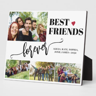 Best friends forever modern photo collage names plaque