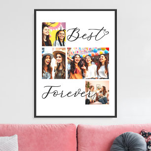 Best Friends Forever Modern Script Photo Collage Canvas Print