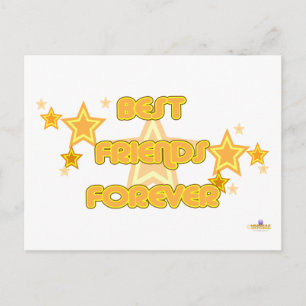 Best Friends Forever Orange Yellow Stars Postcard